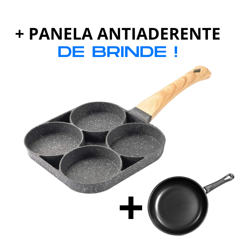 Frigideira Antiaderente 4 Bocas + Panela Antiaderente (Brinde)